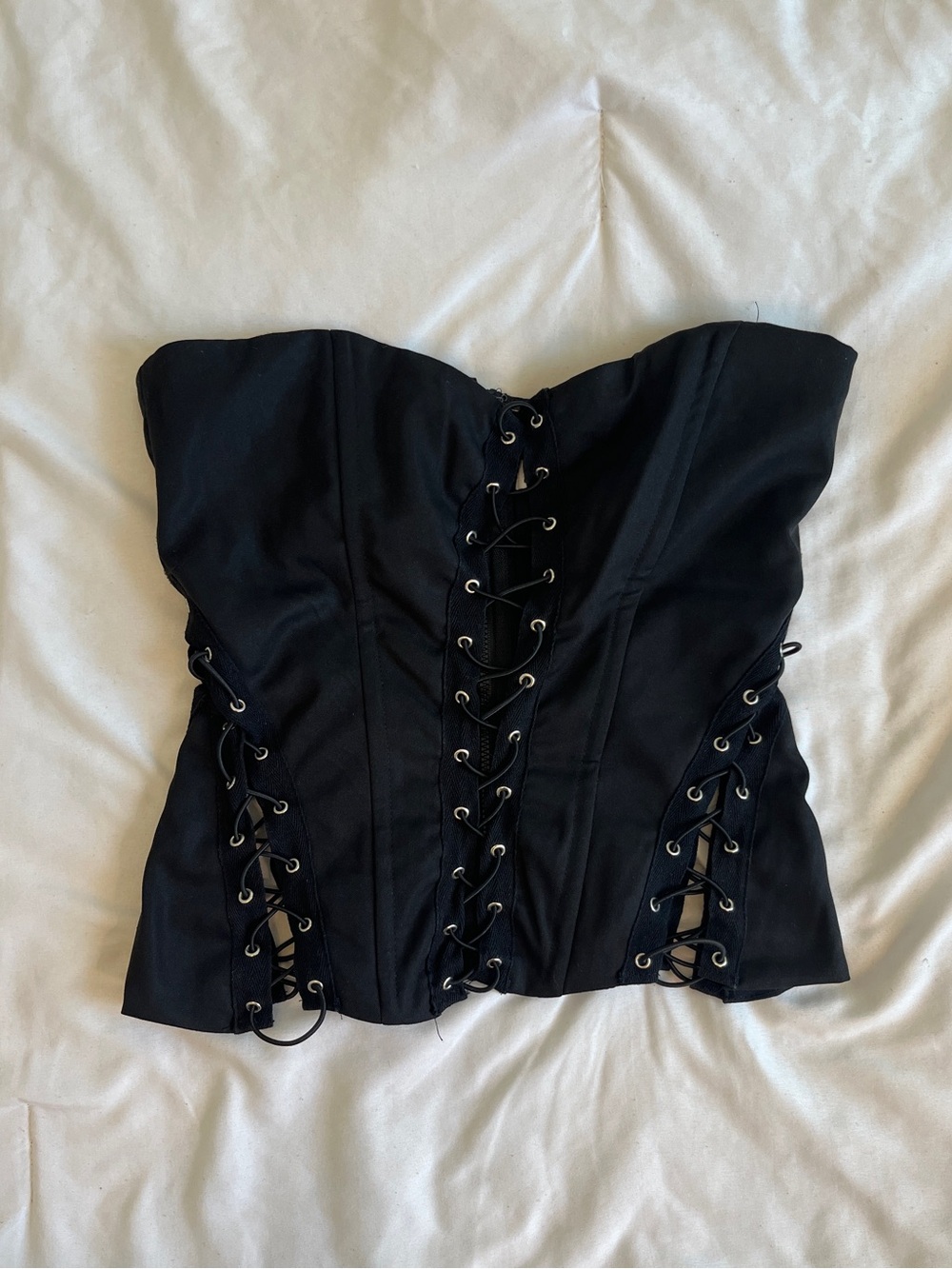 Princess Polly Black Lace-Up Corset Top